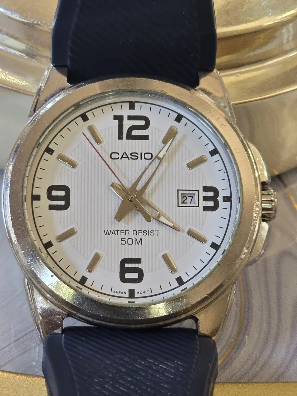 Casio Men’s Blue Strap Analog Watch - White Dial